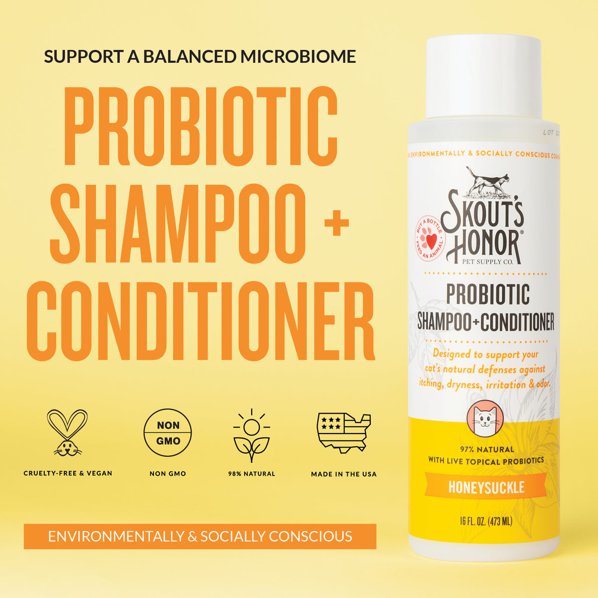 Cat Probiotic Shampoo + Conditioner Honeysuckle | Skout's Honor