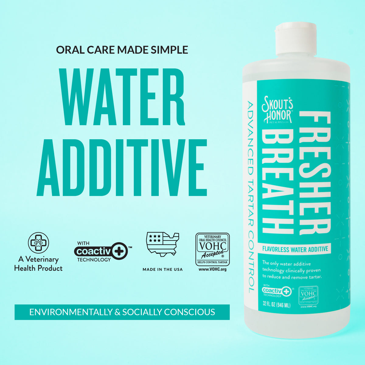 Oral Care Water Additive: Fresh and Flavorless 32oz | Skout's Honor