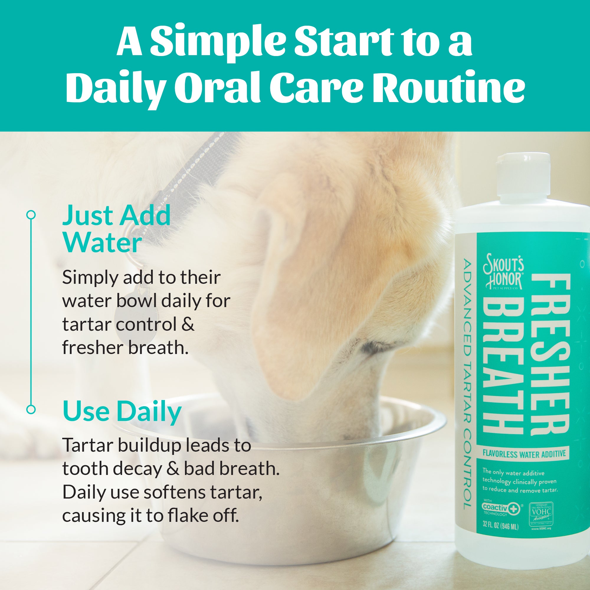 Oral Care Water Additive: Fresh and Flavorless 32oz Skout's Honor